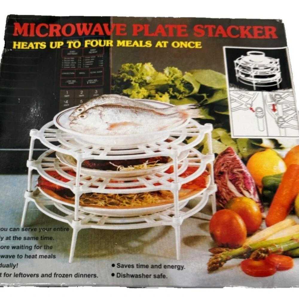 Microwave Plate Stacker Heats Up to 4 Meals At Once